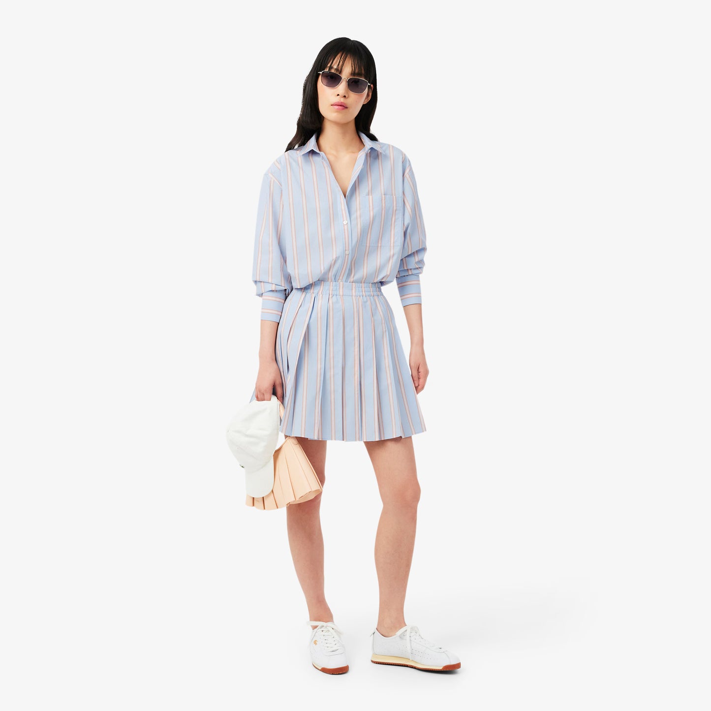 Lacoste - Oversized Cotton Poplin Shirt - Bleu Clair/Rose/Blanc/Noir