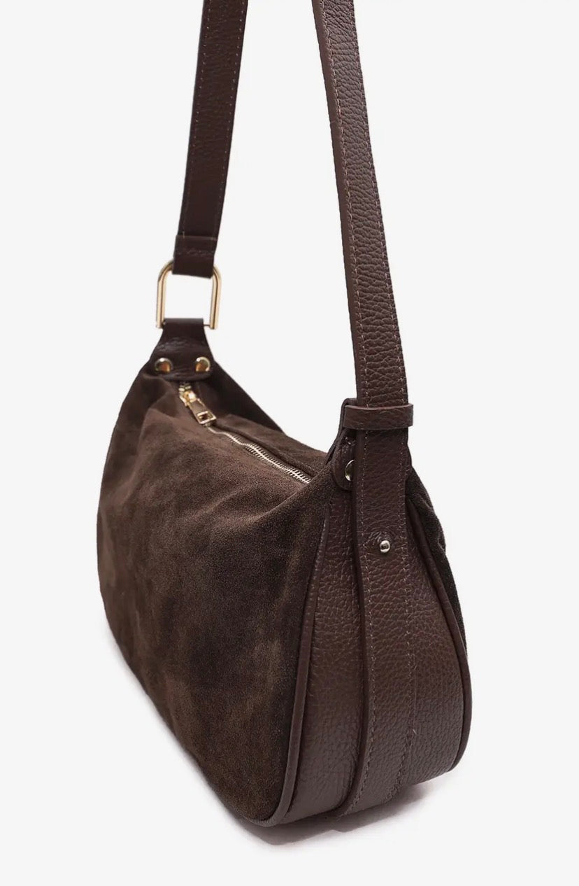 Amicie Suede Bag - Chocolate