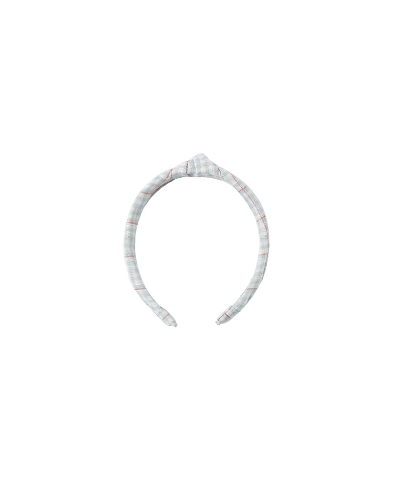 Rylee + Cru - Bow - Knotted Headband - Light Blue Plaid