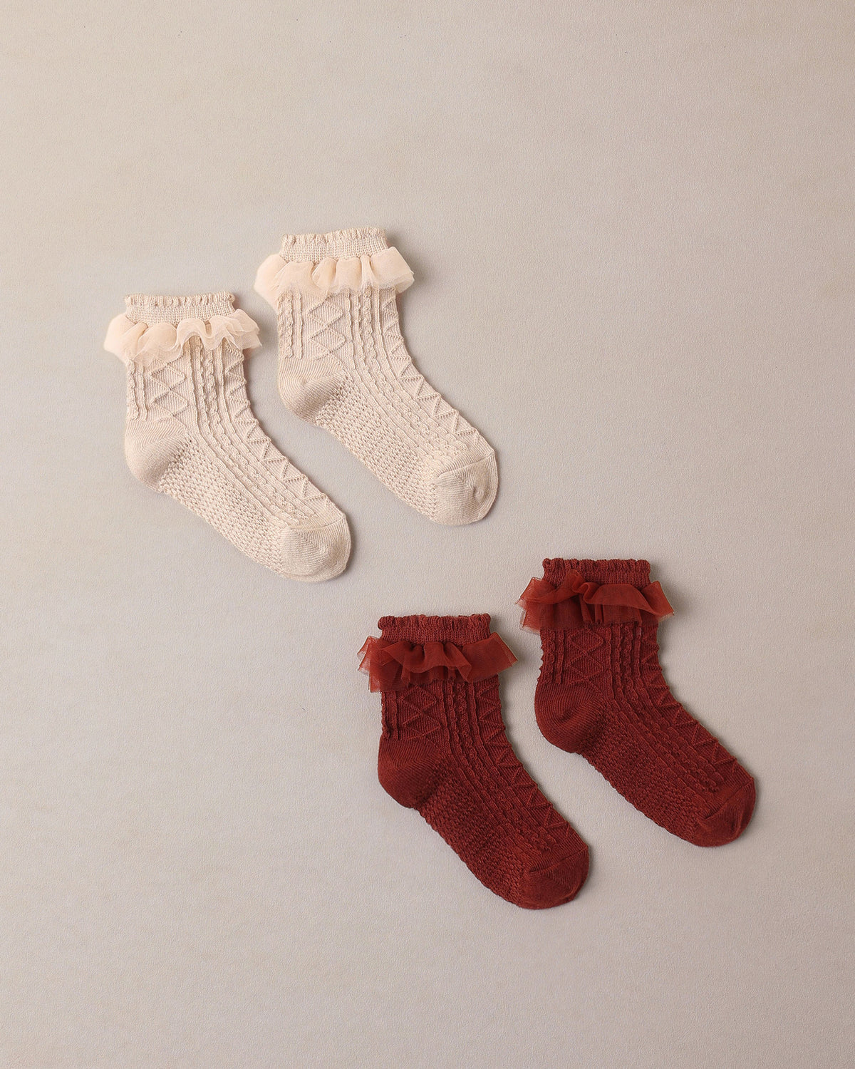Noralee - Ruffle Socks - Pearl, Ruby