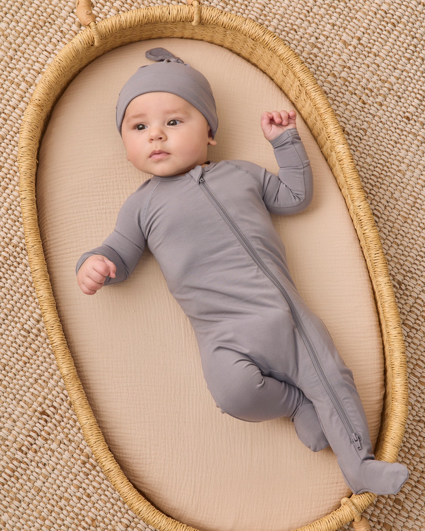 Quincy Mae - Bamboo Zip Footie - Slate