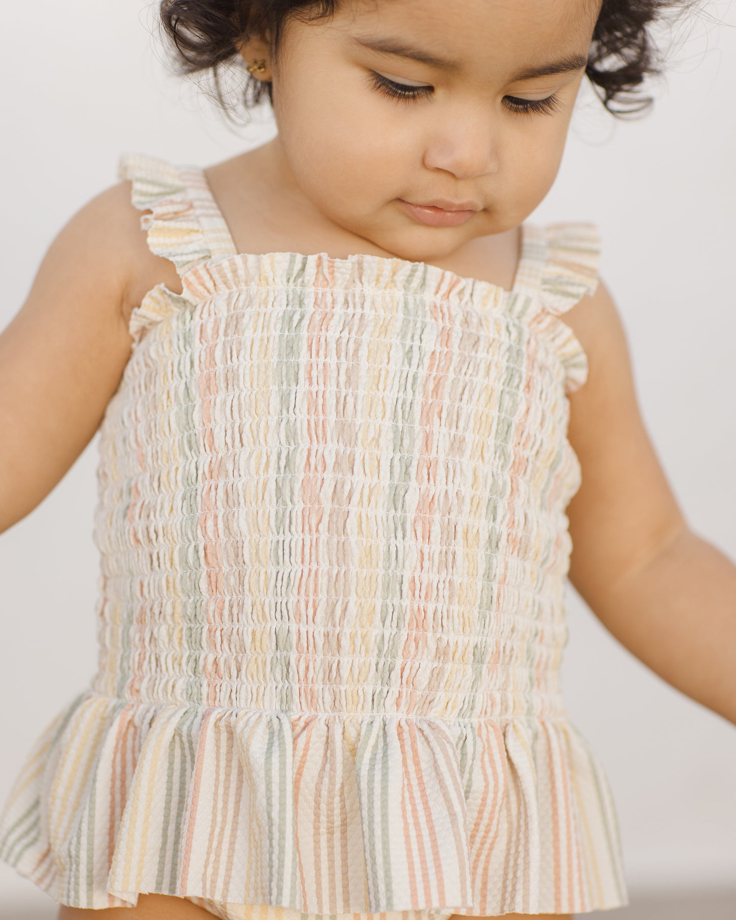 Quincy Mae - Smocked One-Piece Swimsuit - Multi Stripe