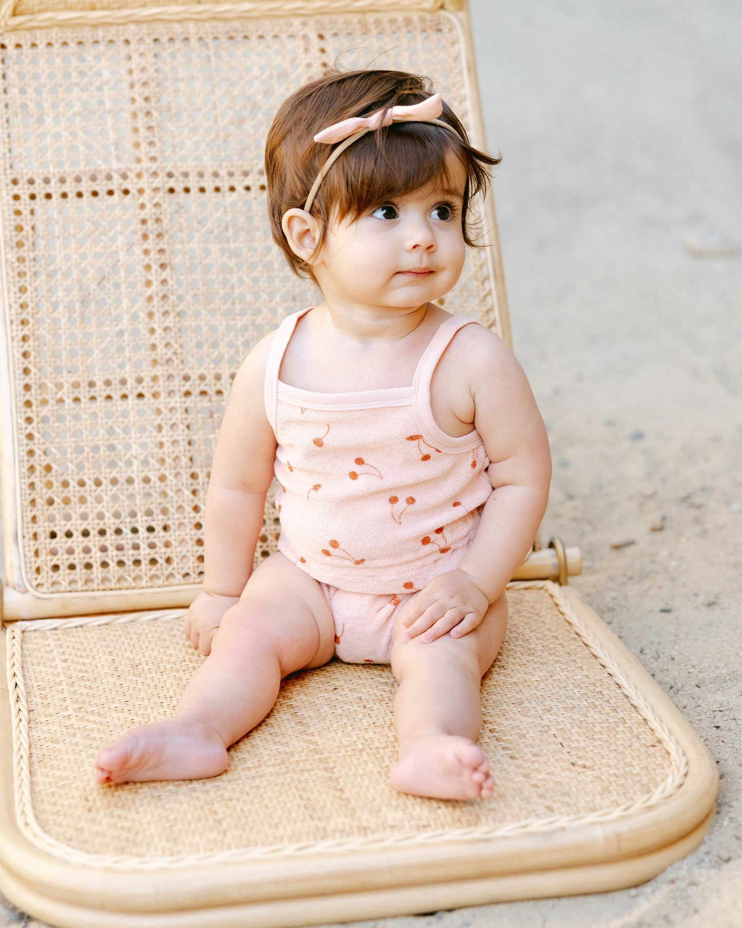 Quincy Mae - Terry Cinch Romper - Cherries