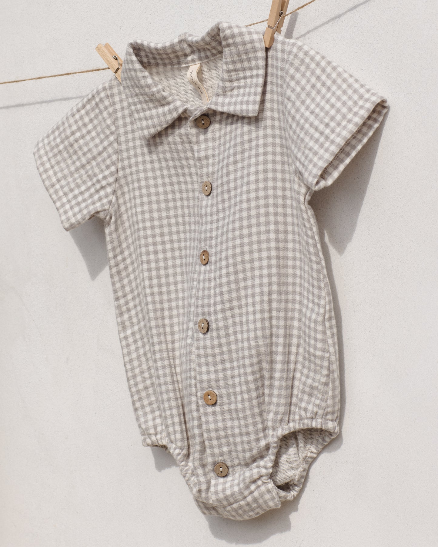 Quincy Mae - Matteo Romper - Sage Gingham