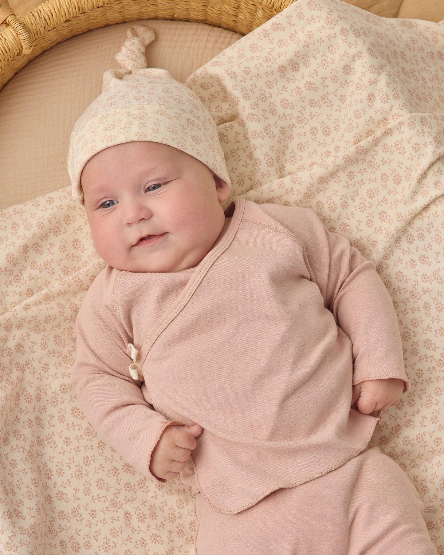 Quincy Mae - Wrap Top + Footed Pant Set - Blush