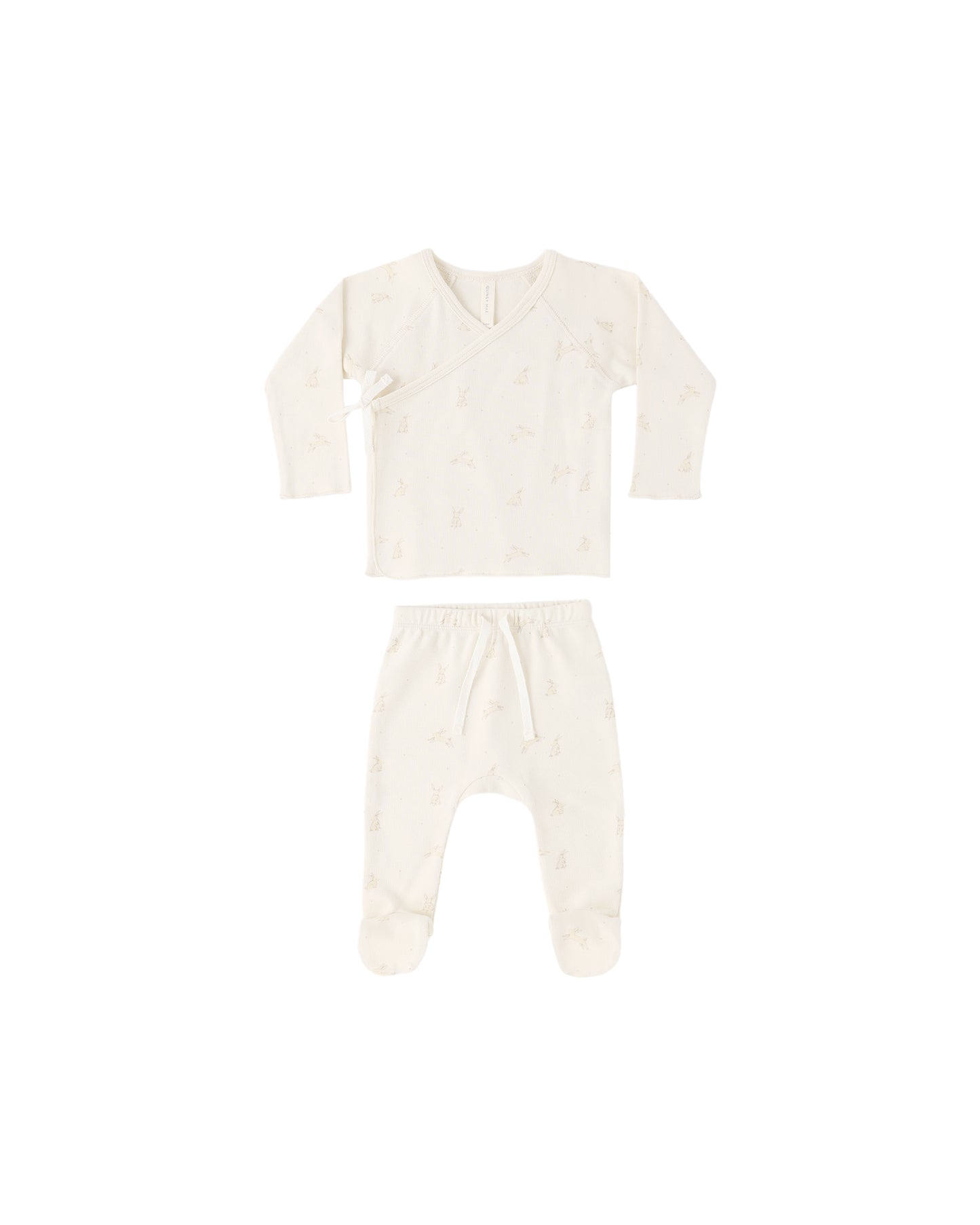 Quincy Mae - Wrap Top + Footed Pant Set - Bunnies