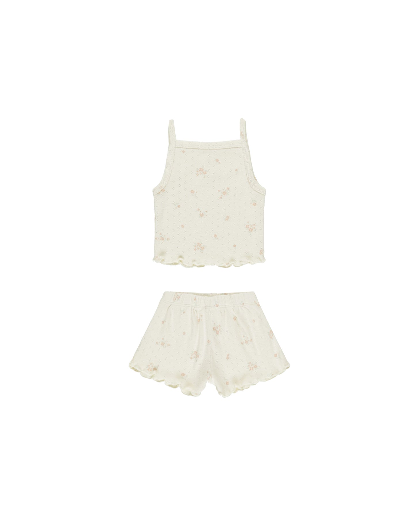 Quincy Mae - Pointelle Tank + Shortie Set - Pink Ditsy