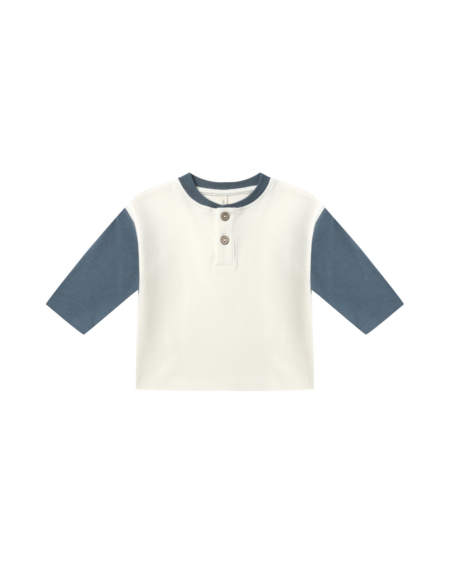 Quincy Mae - Long Sleeve Henley - Ocean