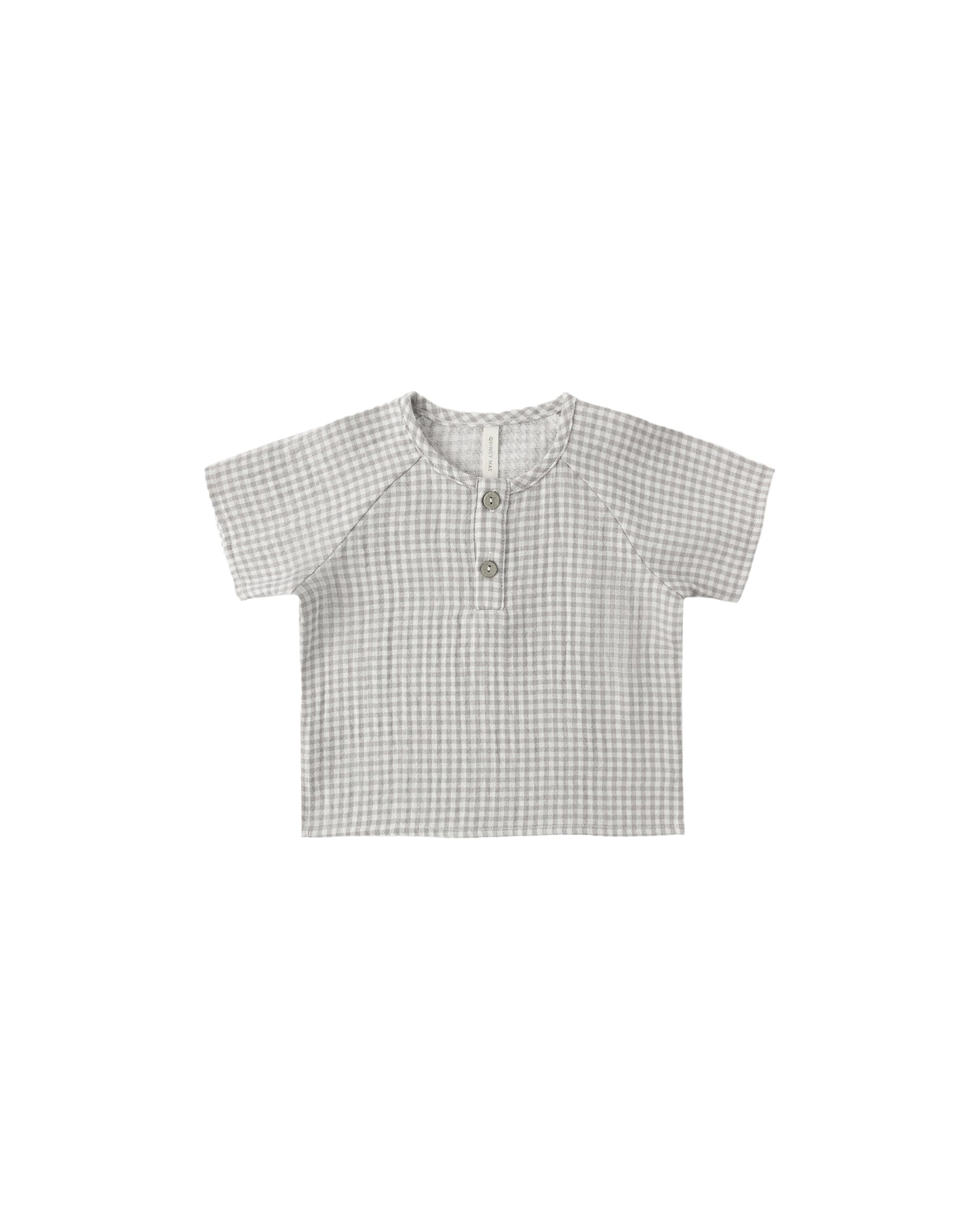 Quincy Mae - Short Sleeve Zion Shirt - Sage Gingham