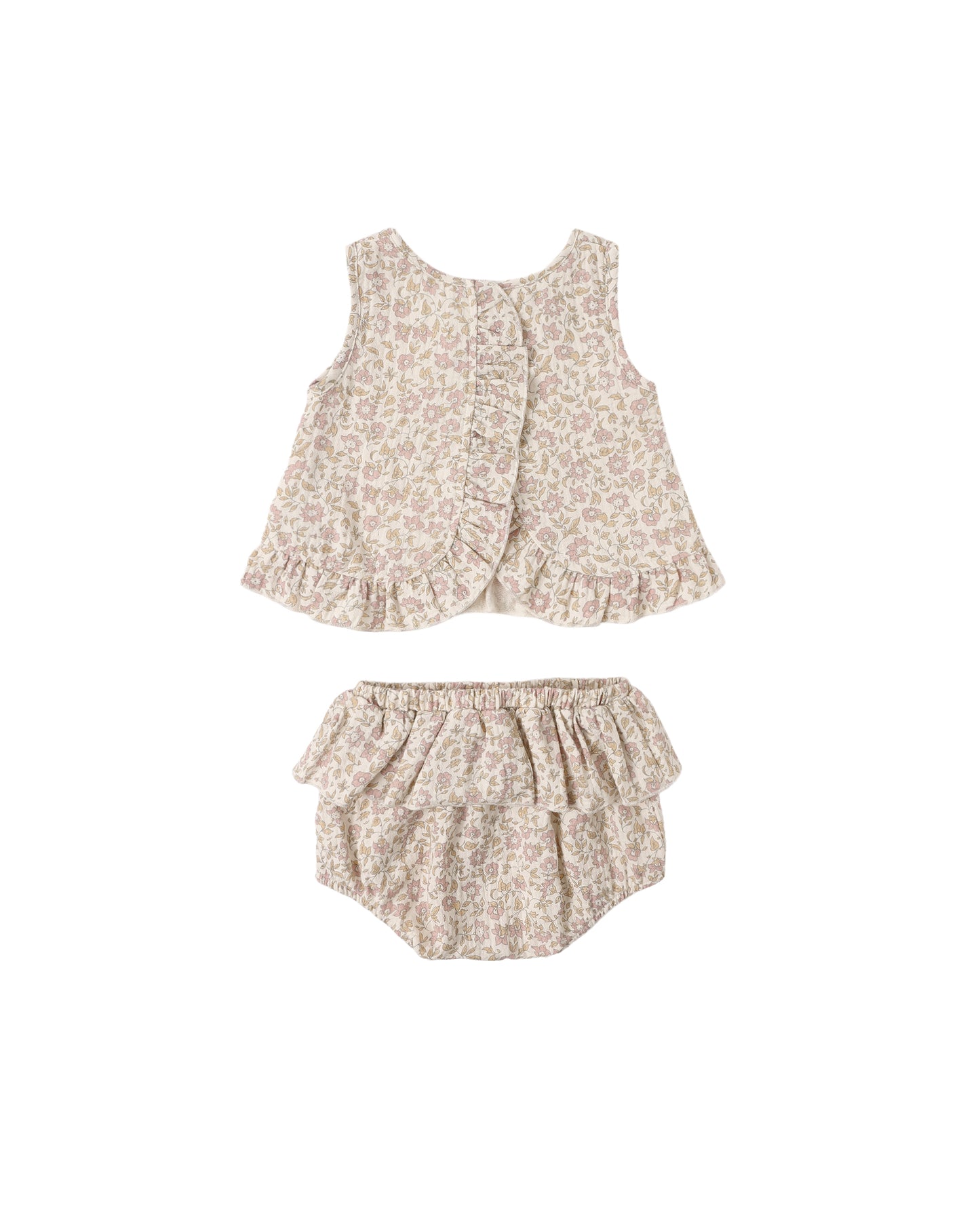 Quincy Mae - Ruffled Tulip Top + Bloomer Set - Dahlia