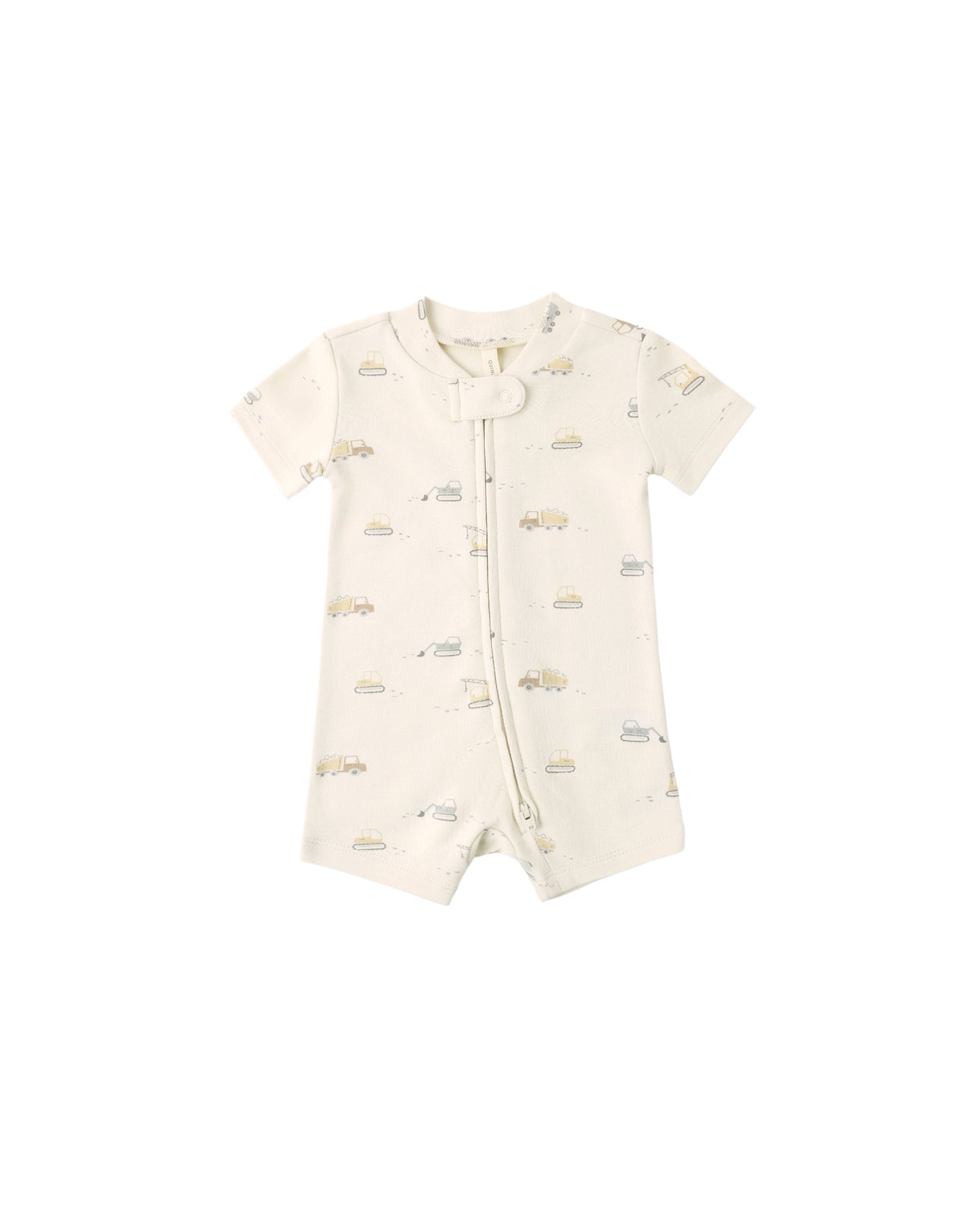 Quincy Mae - Zip Short Sleeve Sleeper - Construction Trucks