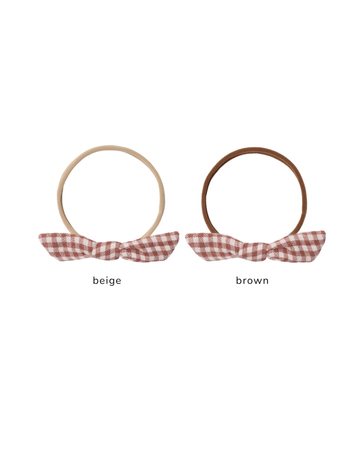 Quincy Mae - Little Knot Headband - Red Gingham (Beige)