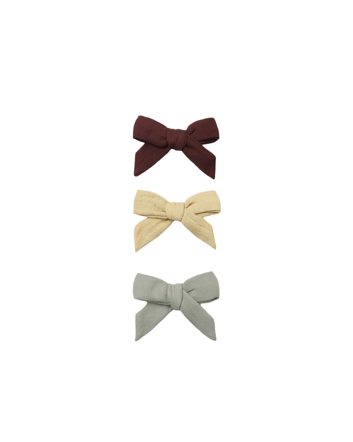 Quincy Mae - Bow W. Clip, Set of 3 - Black Cherry, Butterscotch, Laurel