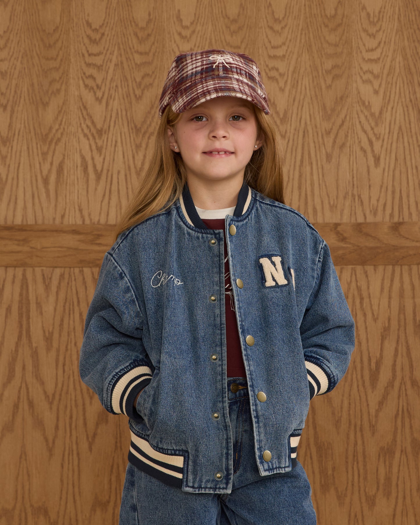 Rylee + Cru - Varsity Jacket - Indigo Denim