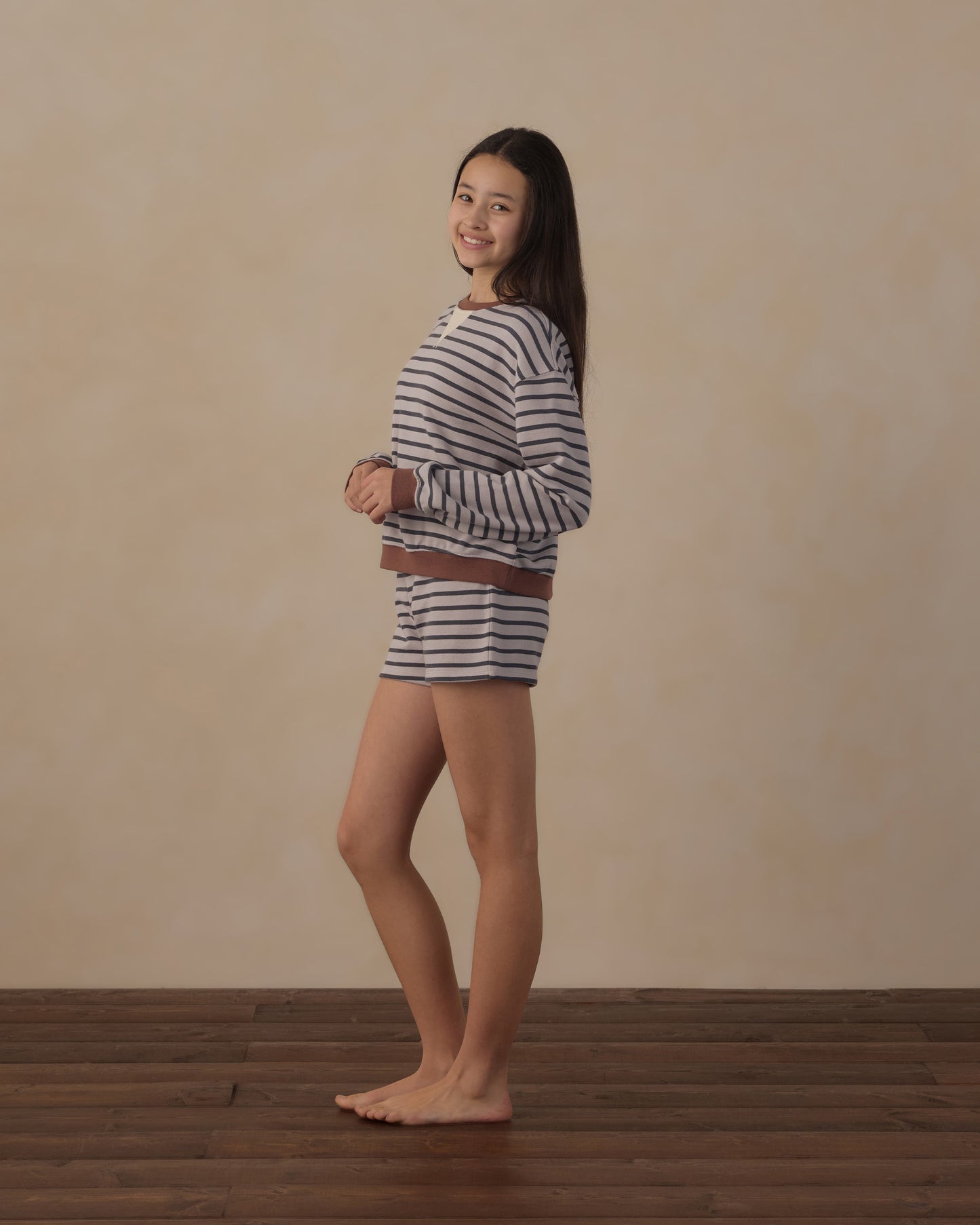 Rylee + Cru - Teen Oversized Crew Sweatshirt - Midnight Stripe