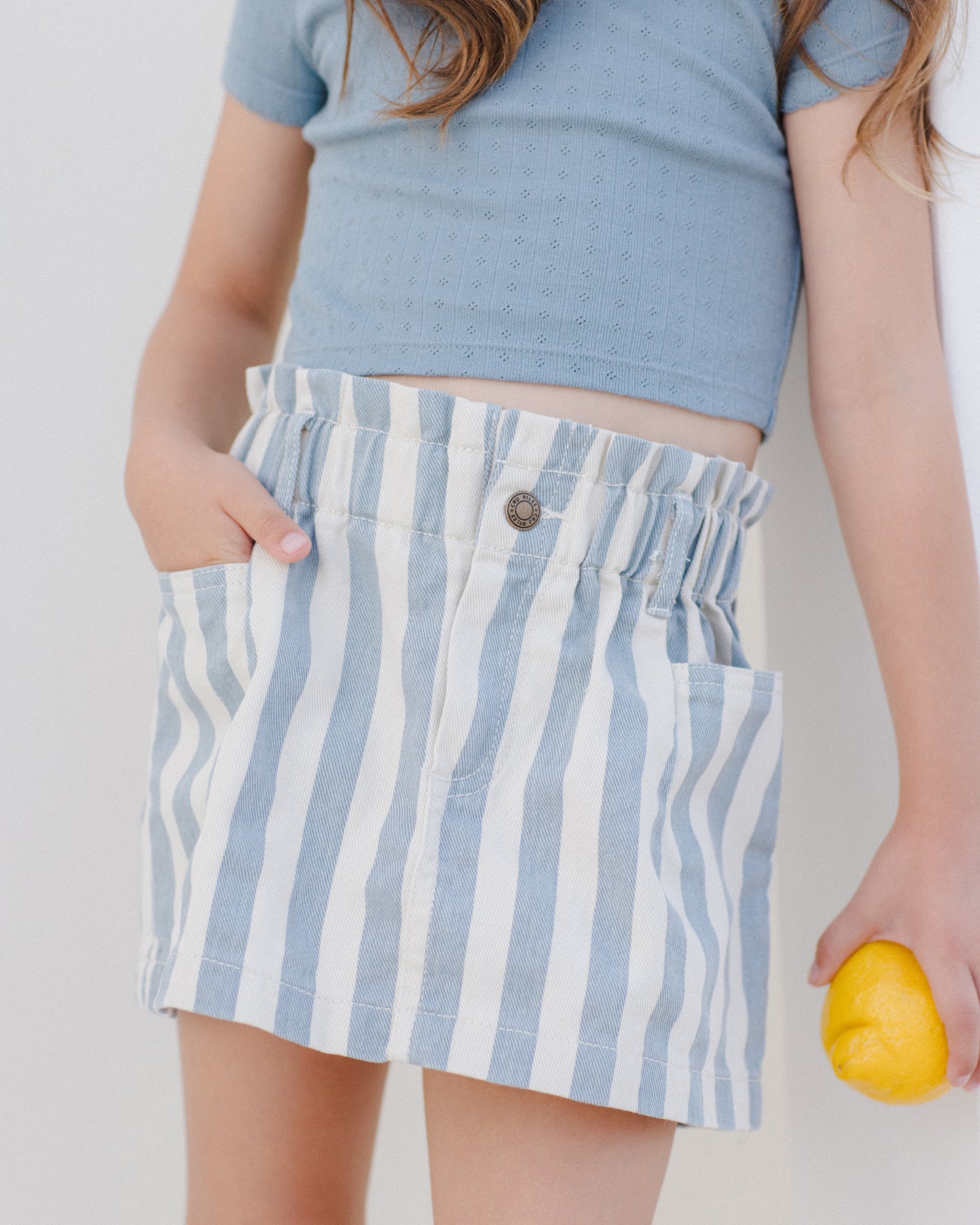 Rylee + Cru - Denim Mini Skirt - Ocean Stripe