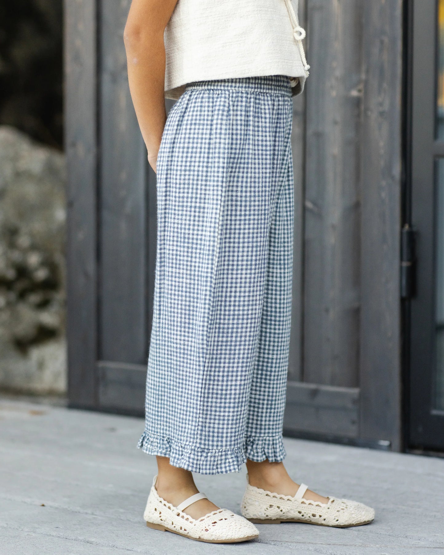 Rylee + Cru - Wide Leg Pant - Marine Gingham