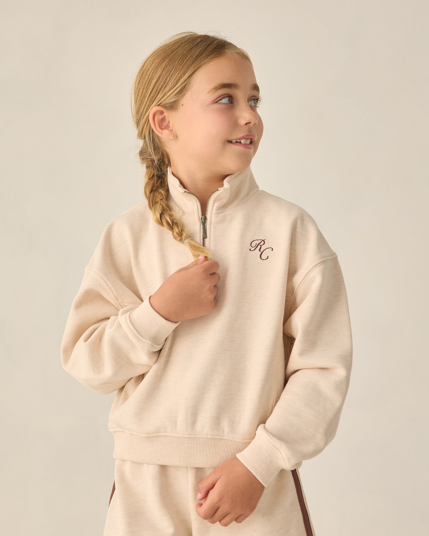Rylee + Cru - Half Zip Sweatshirt - Shell Heathered