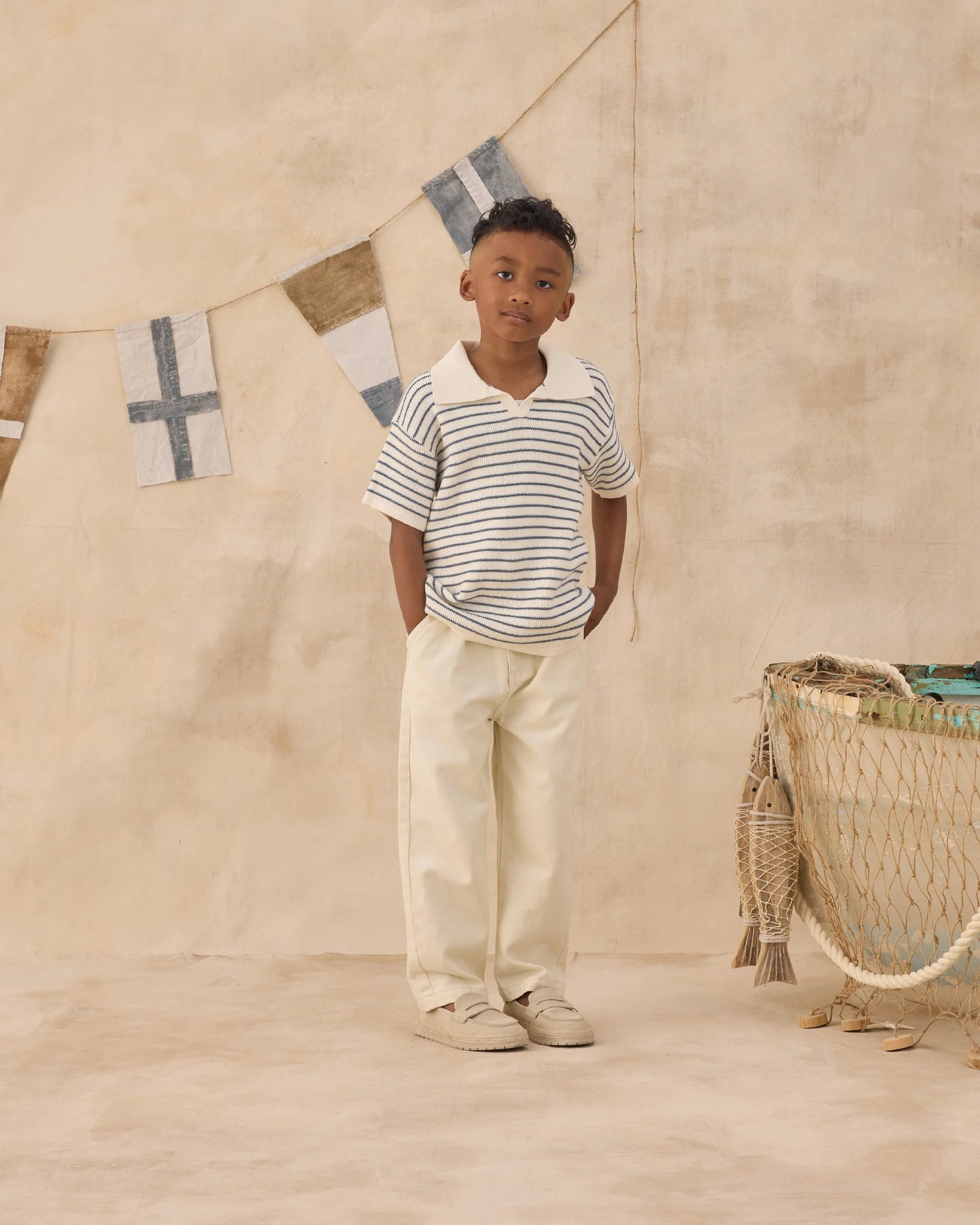 Rylee + Cru - Chandler Knit Polo - Marine Stripe