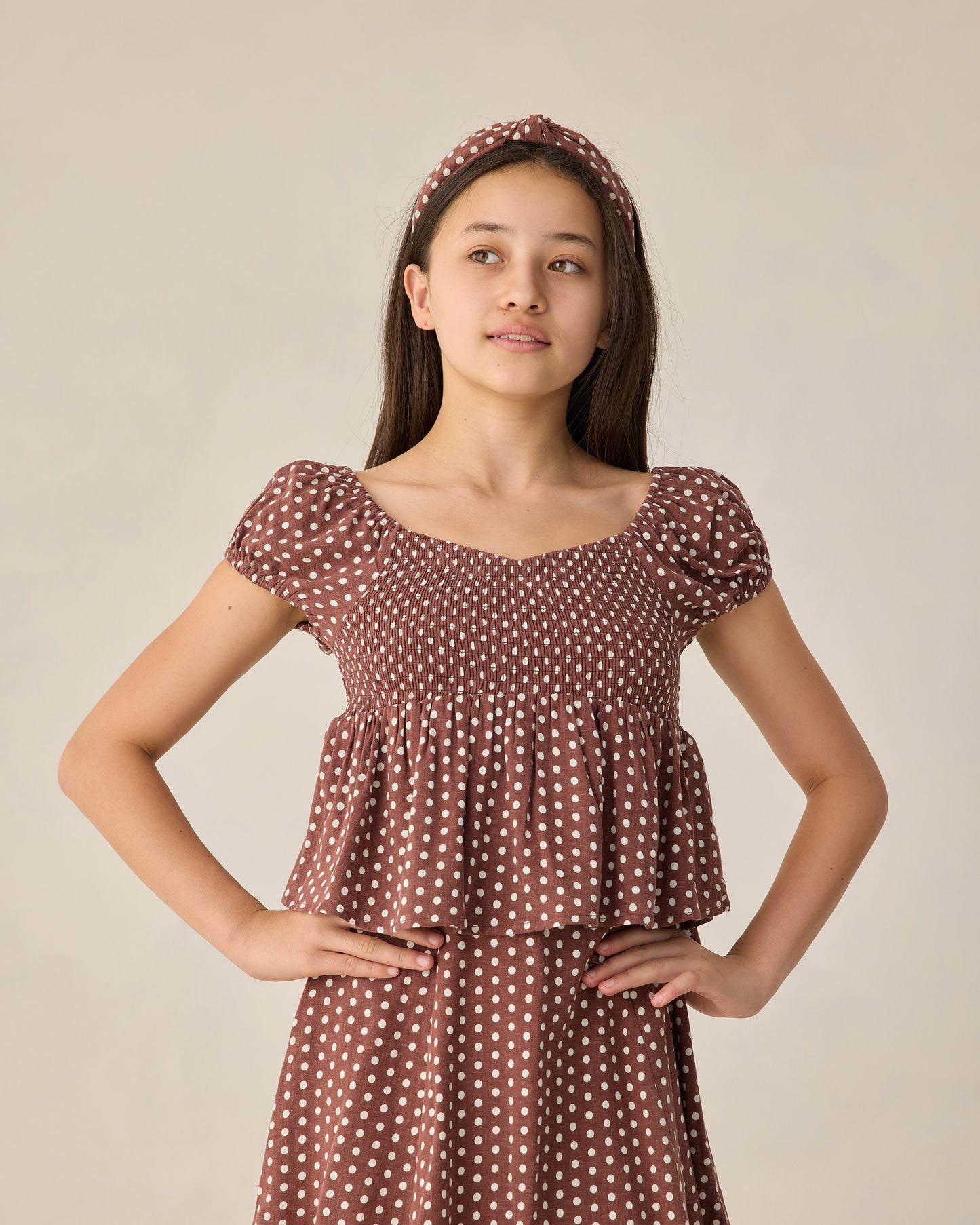 Rylee + Cru - Teen Rachel Skirt - Chocolate Polka Dot