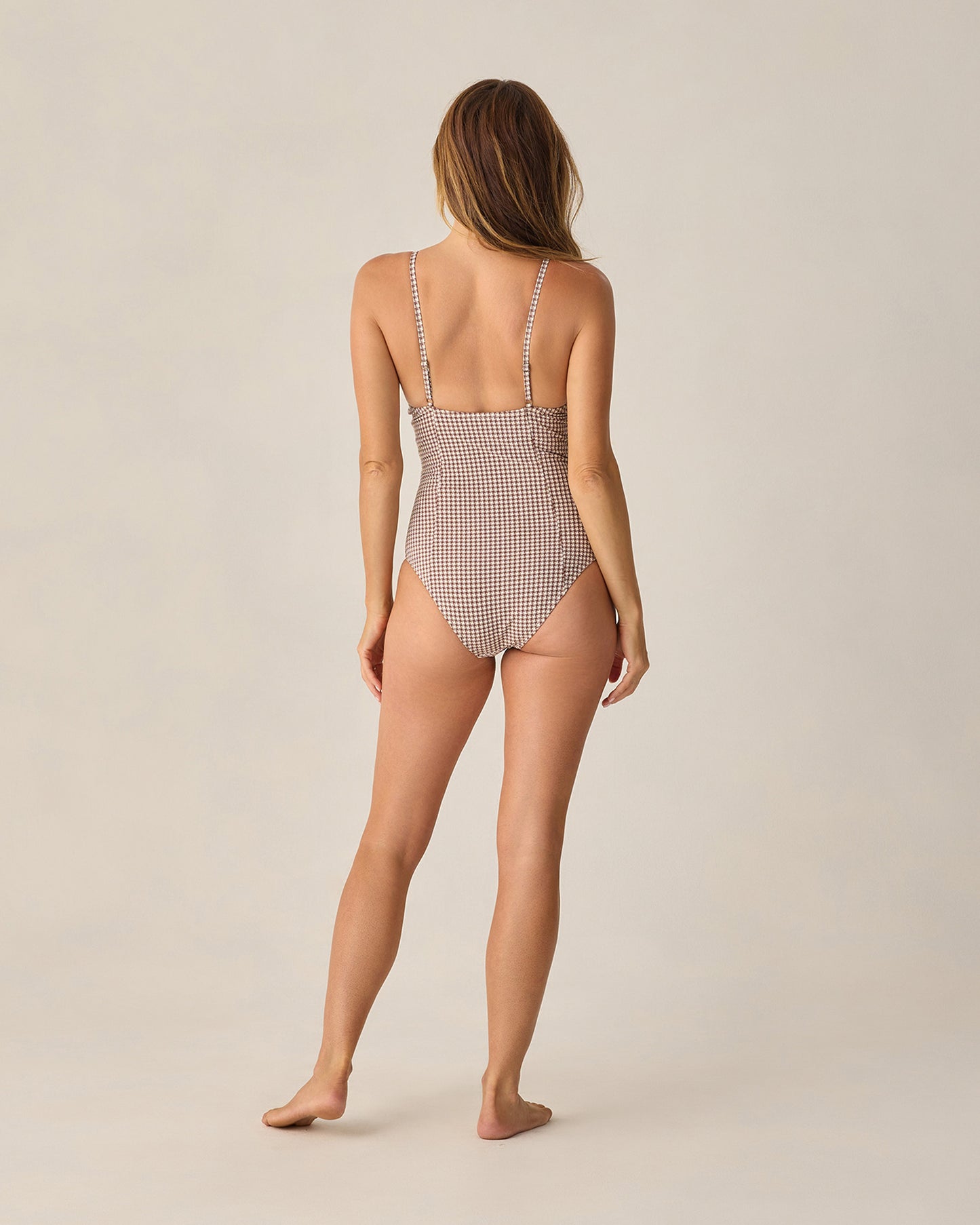 Rylee + Cru - Women's Underwire One-Piece - Chocolate Houndstooth