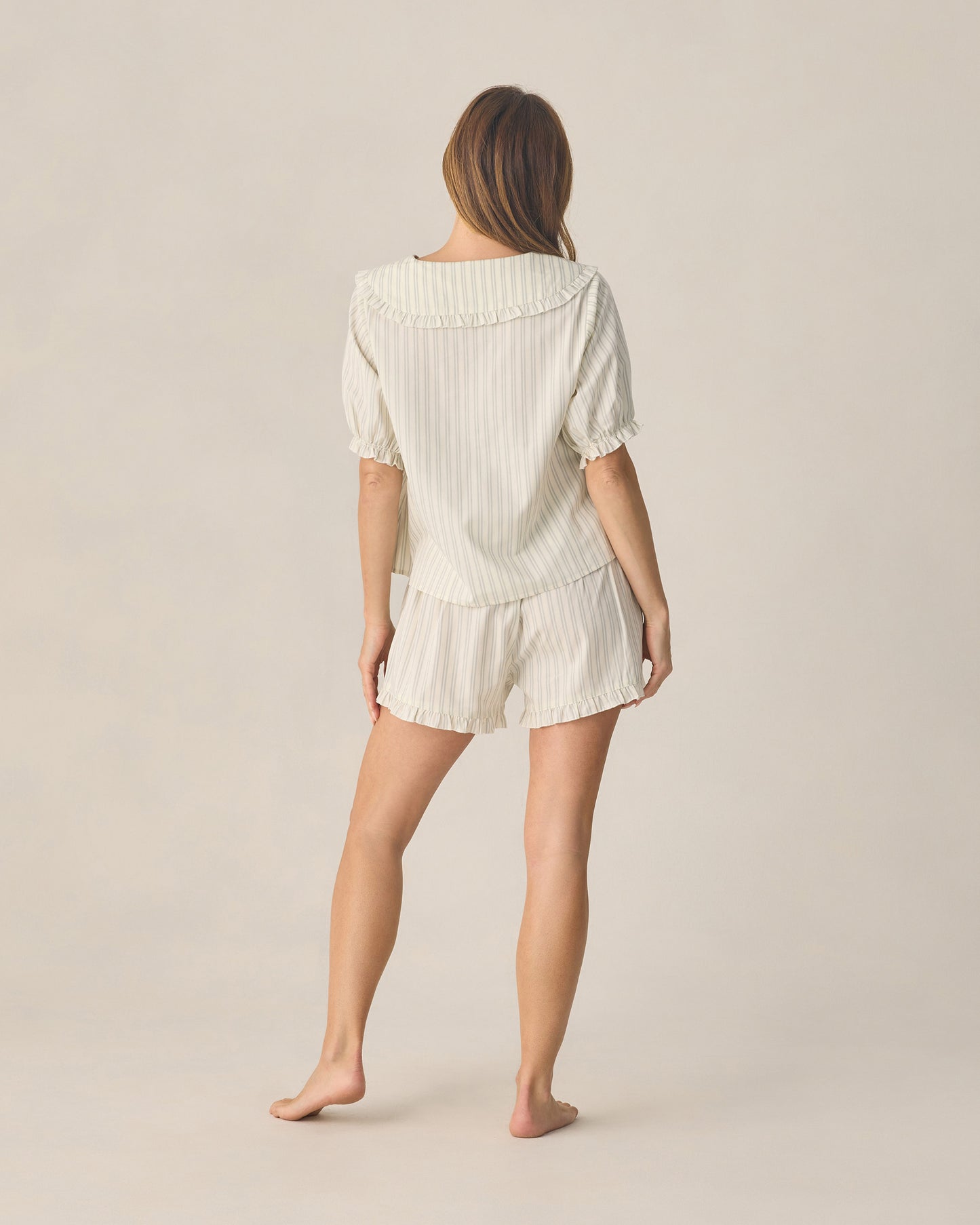 Rylee + Cru - Women's Delilah Pajama Set - Seafoam Railroad Stripe