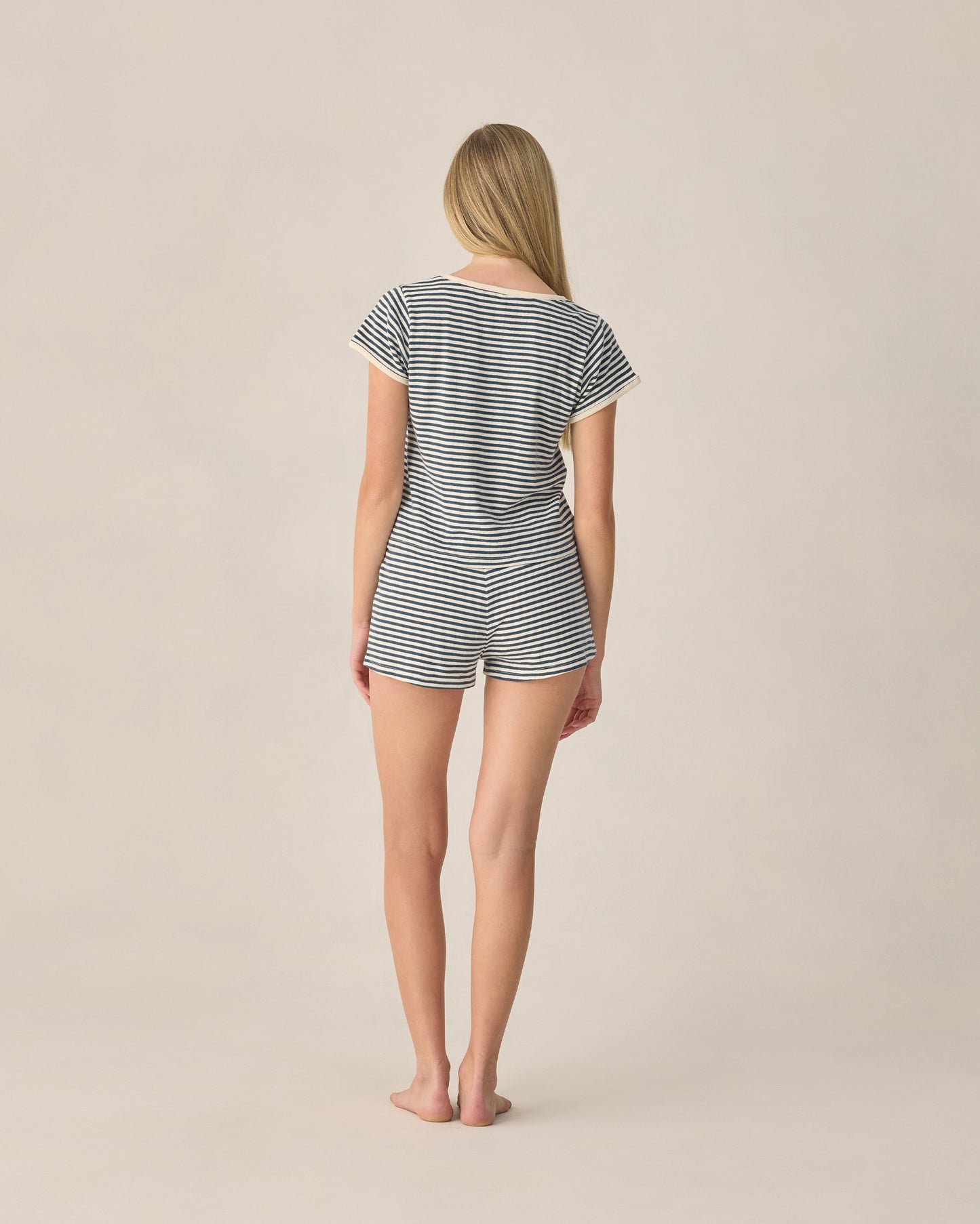 Rylee + Cru - Teen Pointelle Tee - Navy Stripe