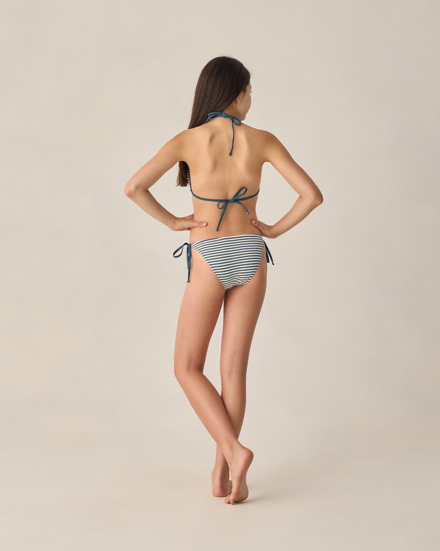 Rylee + Cru - Teen Triangle Bikini Set - Navy Stripe