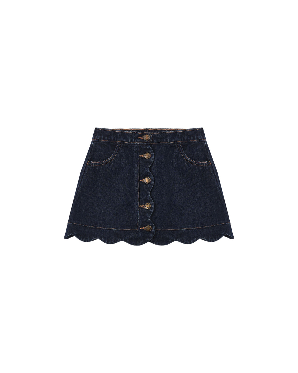 Rylee + Cru - Scallop Mini Skirt - Dark Indigo
