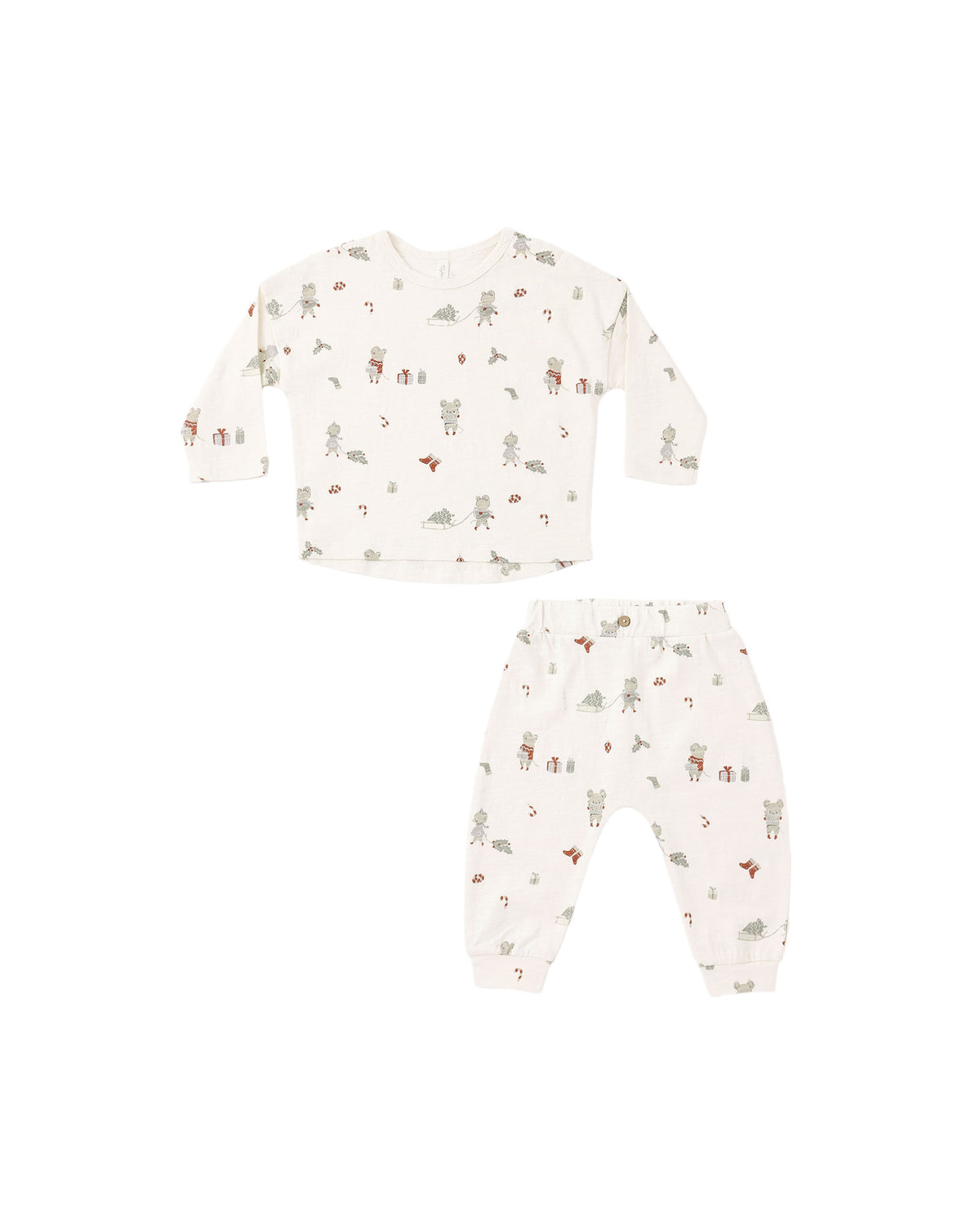 Rylee + Cru - Long Sleeve Tee + Pant Set - Holiday Mouse