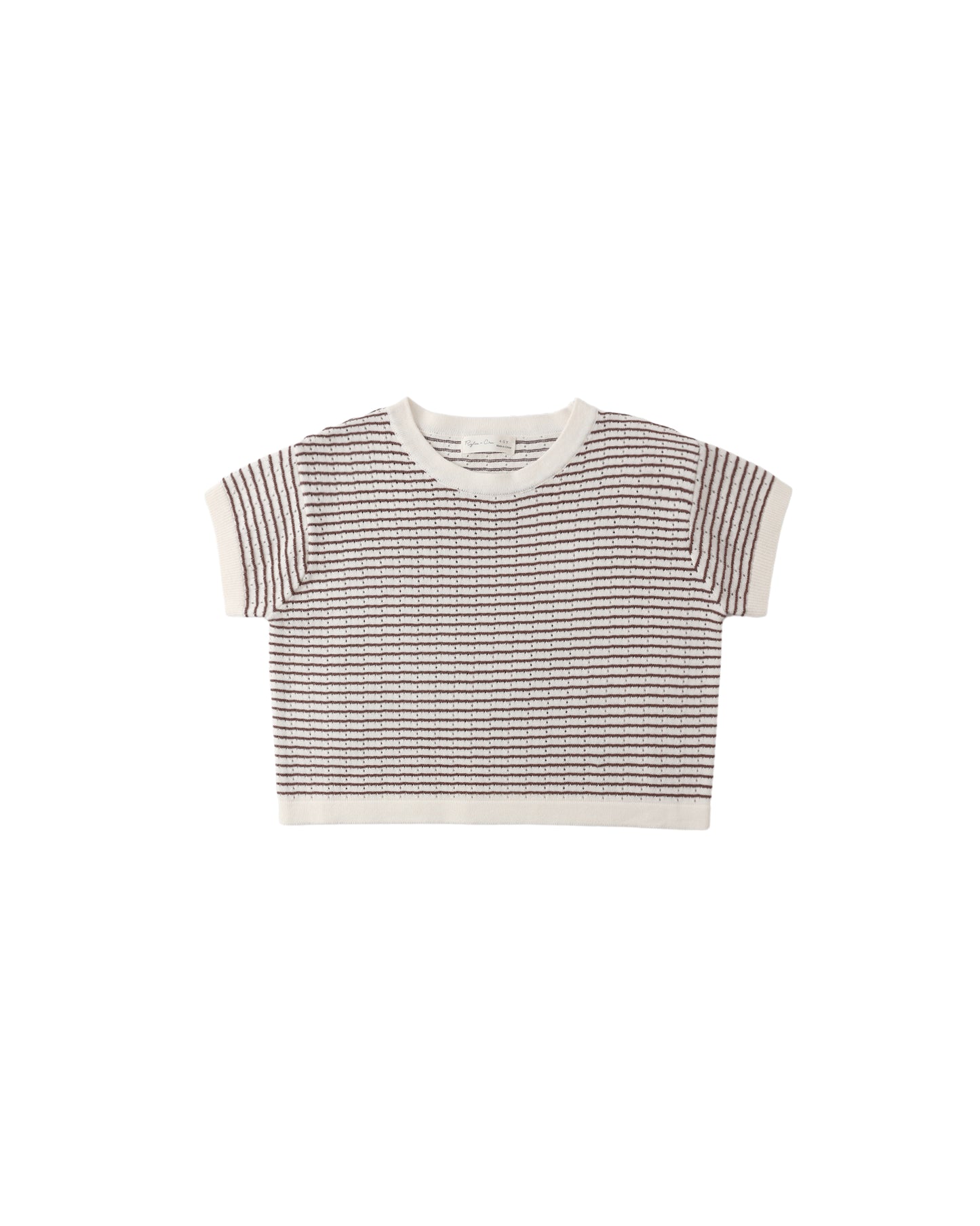 Rylee + Cru - Boxy Crop Knit Tee - Chocolate Stripe