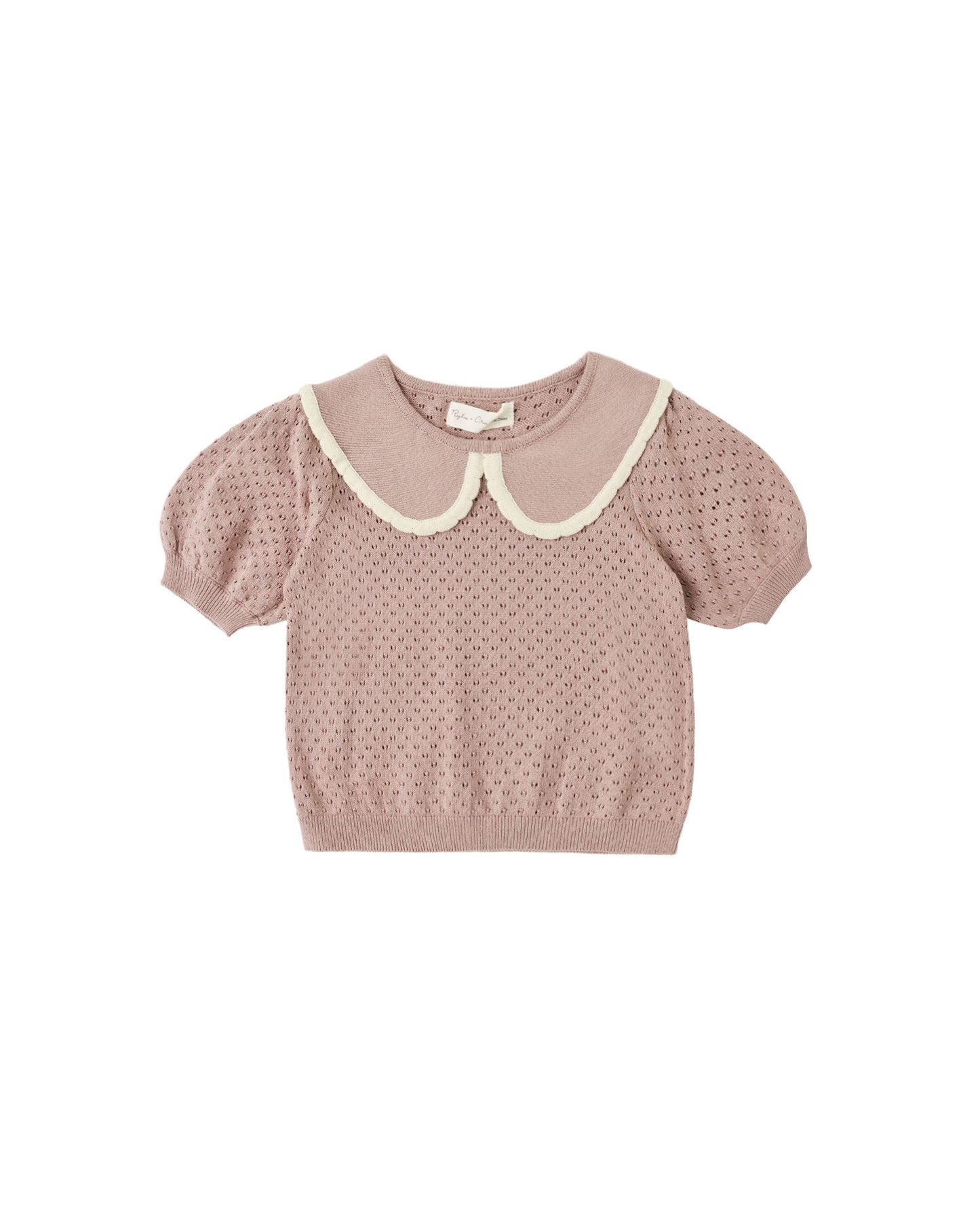 Rylee + Cru - Pointelle Collared Top - Rosewood