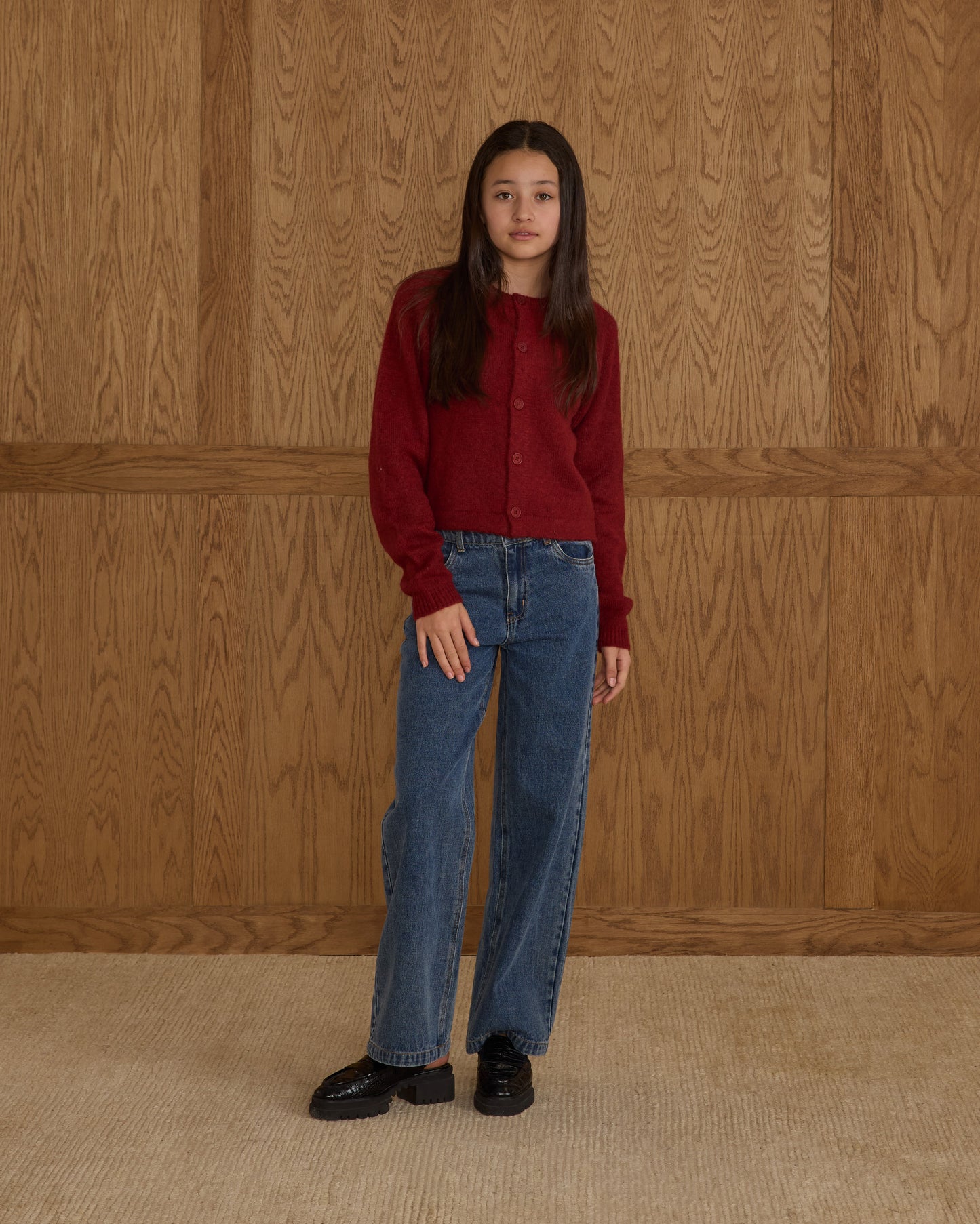 Rylee + Cru - Tween Fuzzy Cardigan - Ruby