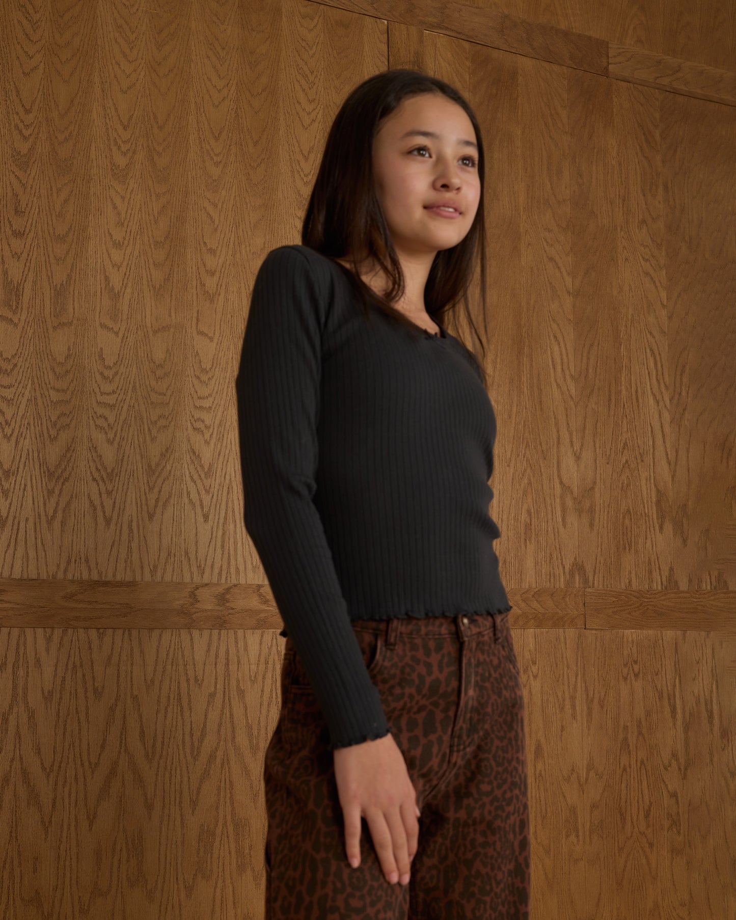 Rylee + Cru - Tween Ribbed Long Sleeve - Black