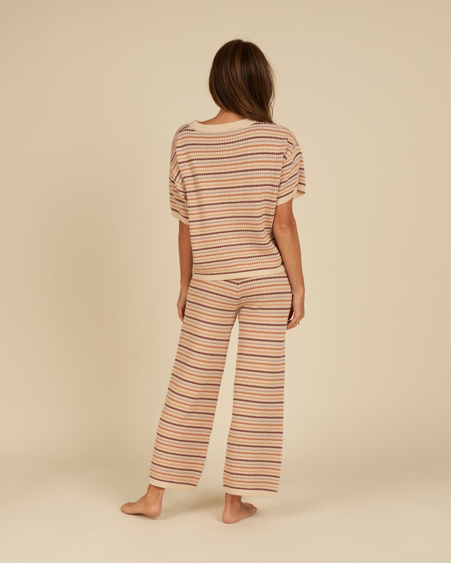Rylee + Cru - Women's Knit Wide Leg Pant - Honeycomb Stripe