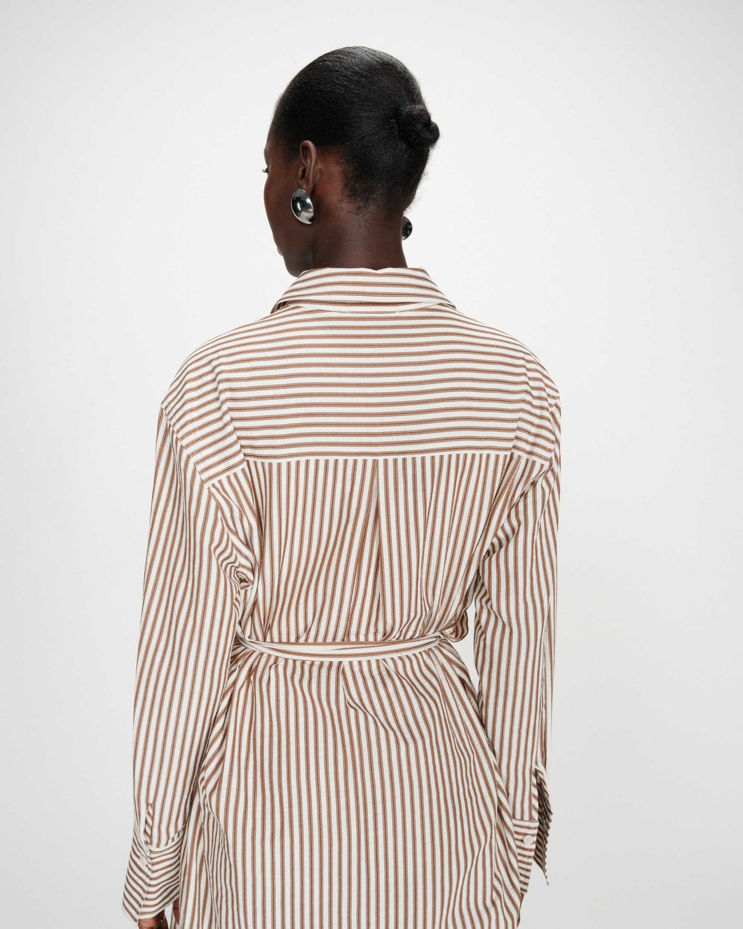 Visery Long Sleeve Dress - Mocha Stripe