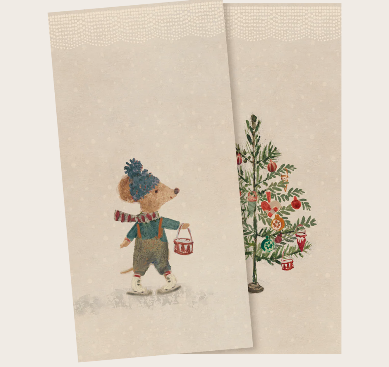 Maileg - Napkin, Small - Christmas Mice - PREORDER FW26