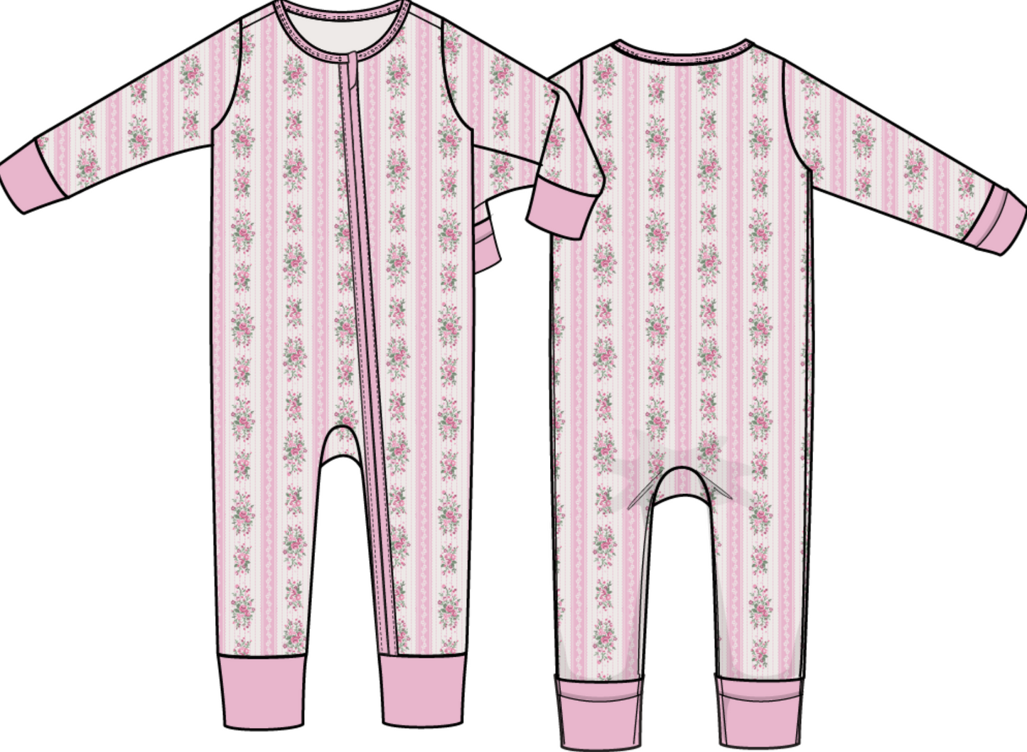 Convertible Romper - Bella Rose Stripe