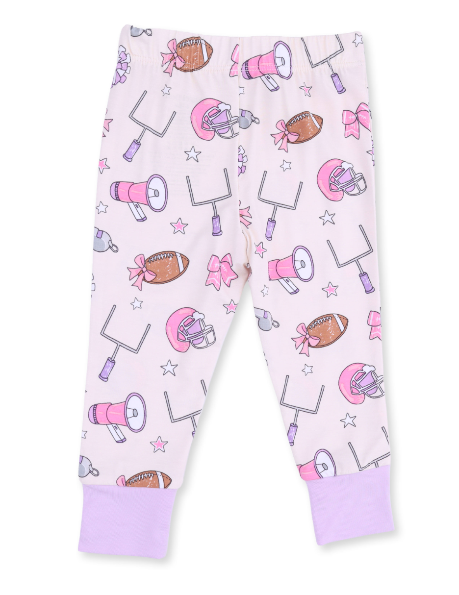 Short Sleeve Loungewear Set - Football Cheer