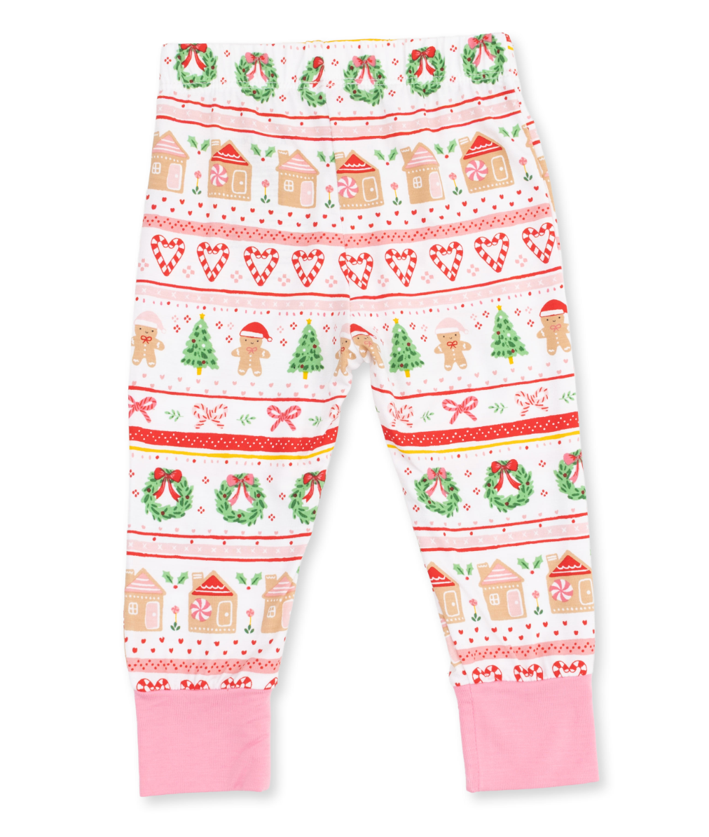 Long Sleeve Loungewear Set - Gingerbread Fair Isle - Pink