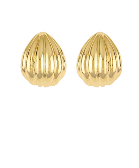 Textured Shell Hoops - Gold Dipped