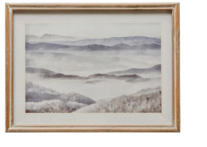 Wood Framed Glass Wall Decor - Foggy Hills