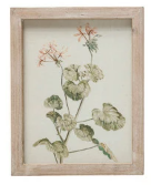Wood Framed Glass Wall Decor - Pink Floral