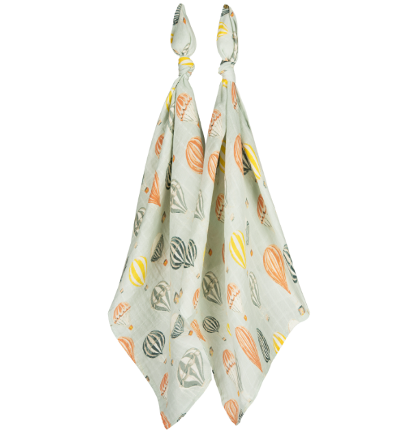 Milkbarn - Organic Muslin Burp Cloth Set - Vintage Balloons