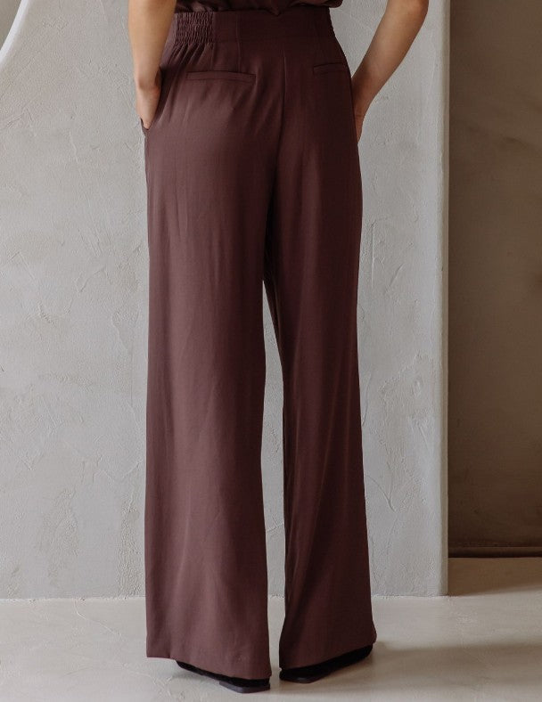 Recycled Wide Leg Trousers - Espresso