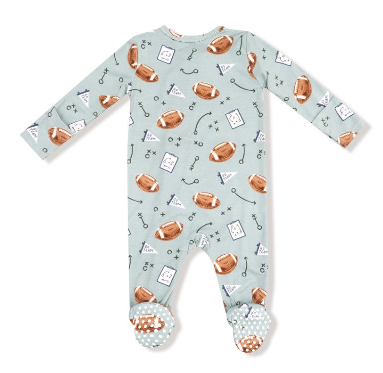 2 Way Zipper Footie - Touchdown Time - Gray Mist