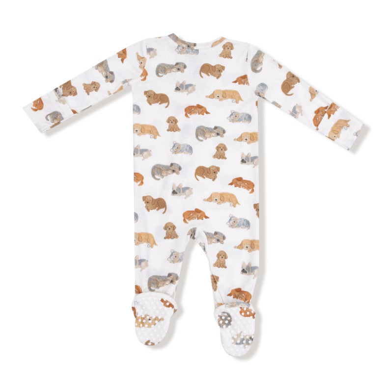 2 Way Zipper Footie - Napping Puppies