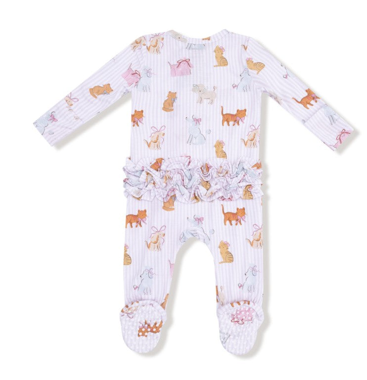 Two Way Ruffle Zipper Footie - Fancy Pets