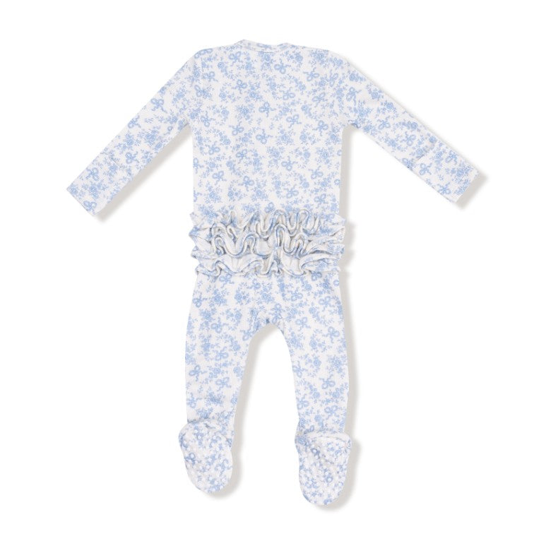 Two Way Ruffle Zipper Footie - Romi Floral