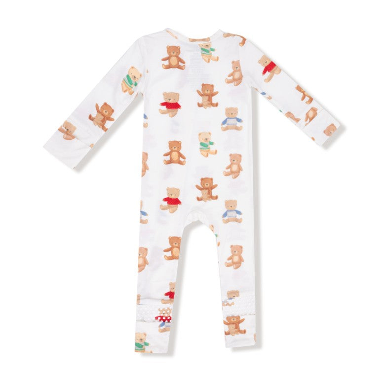 2 Way Zipper Romper - Holiday Teddy Bear